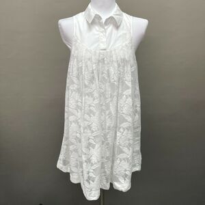 Anthropologie HD in Paris Women's Top Small White Sleeveless Lace Floral